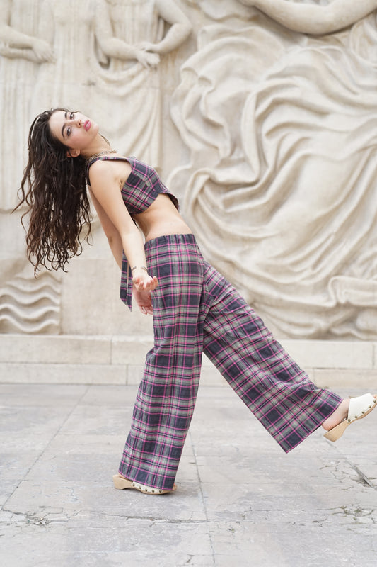 The Joe Pants in pink and black tartan