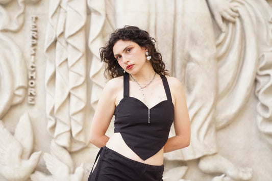 The black Habi top in organic cotton