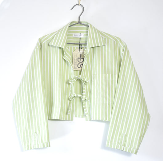 The May shirt in anise green and white stripes