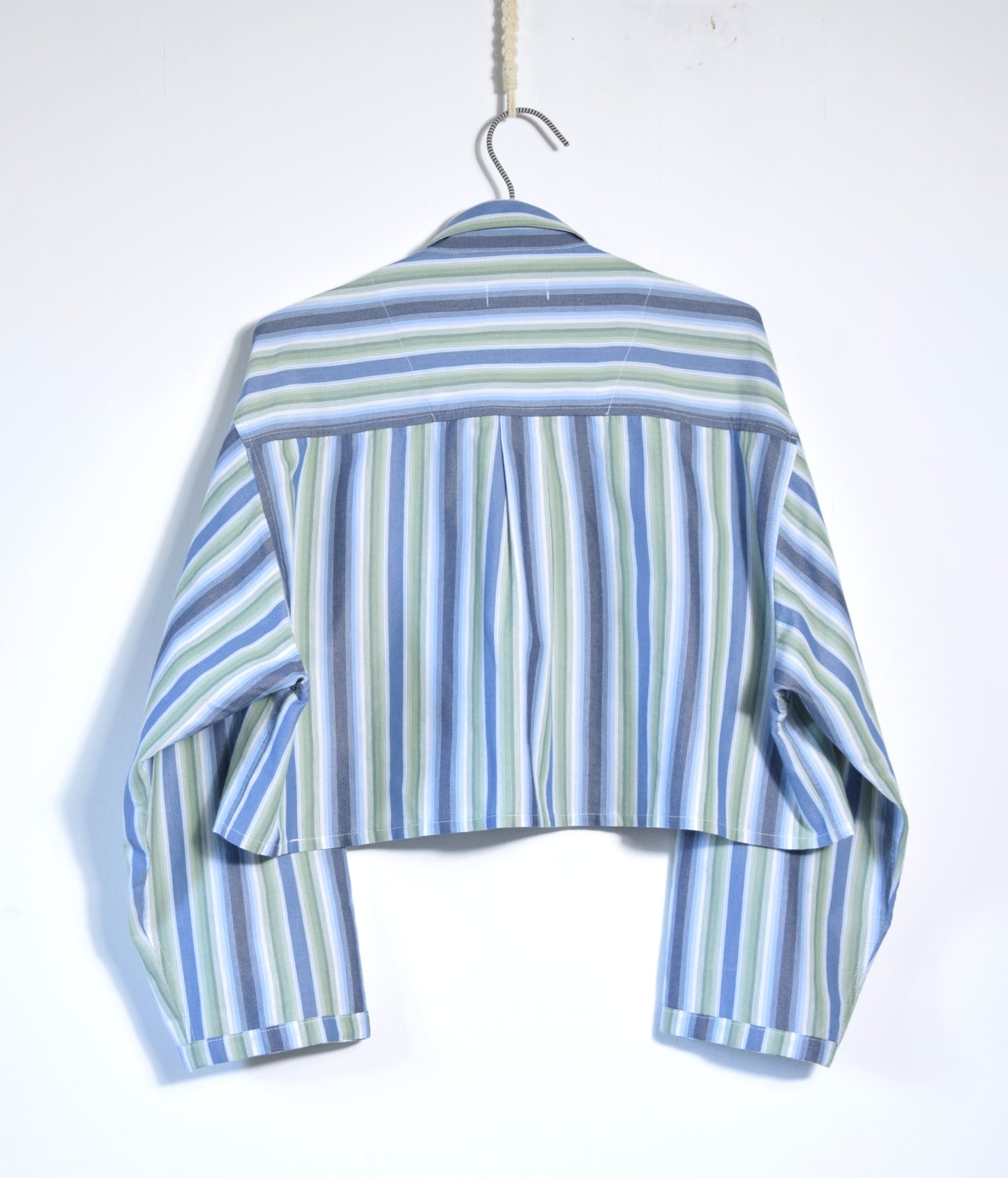 The Habi shirt in green and blue stripes